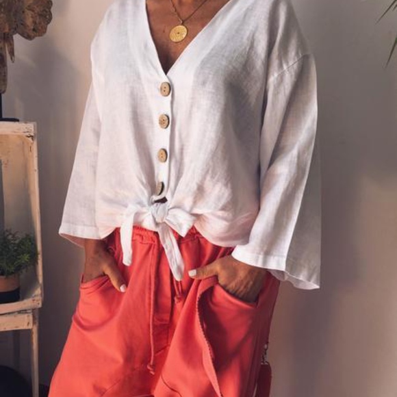 cotton and linen blouse - Picture 2 of 2